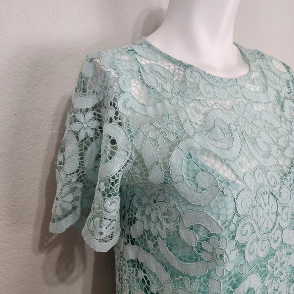 Nanette Lepore Mint Green Lace Top Size Small - Picture 3 of 11